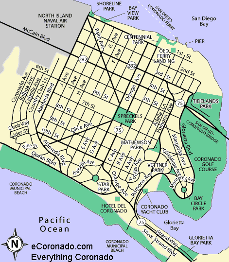 Coronado Island Parks Times Map.