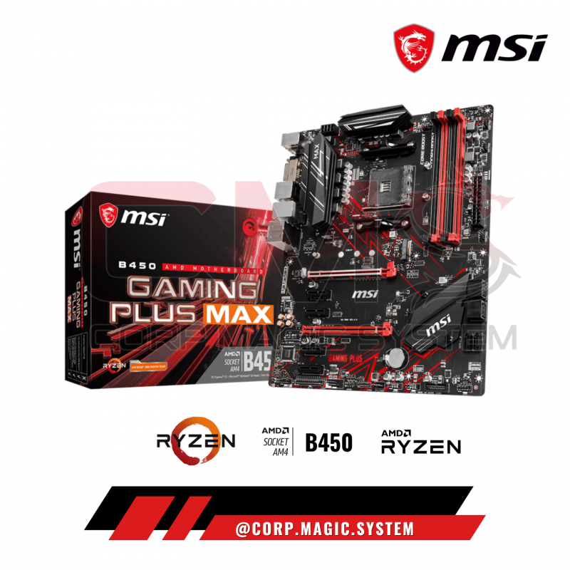 MSI B450 GAMING PLUS MAX 4xDDR4 1xM 2 AMD HDMI DVI Msi B450 Gaming Plus Max Ddr4 Amd 