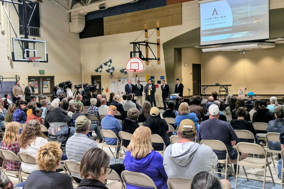 Hundreds of residents packed an elementary school cafeteria Tuesday night to question representatives from Castelion Corporation about a proposed hypersonic missile manufacturing facility planned for just outside of Rio Rancho.