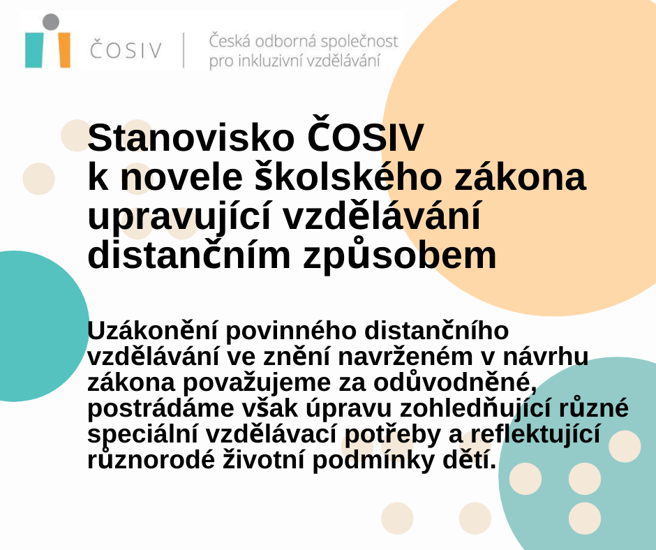 Stanovisko Cosiv K Novele Skolskeho Zakona Upravujici Vzdelavani Distancnim Zpusobem Cosiv
