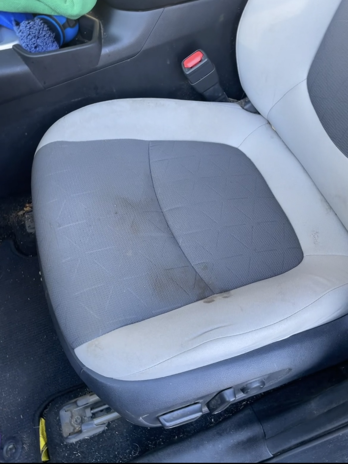 Car seat before interior cleaning
