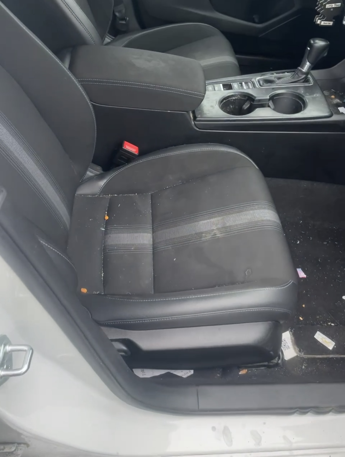 Car seat before interior cleaning