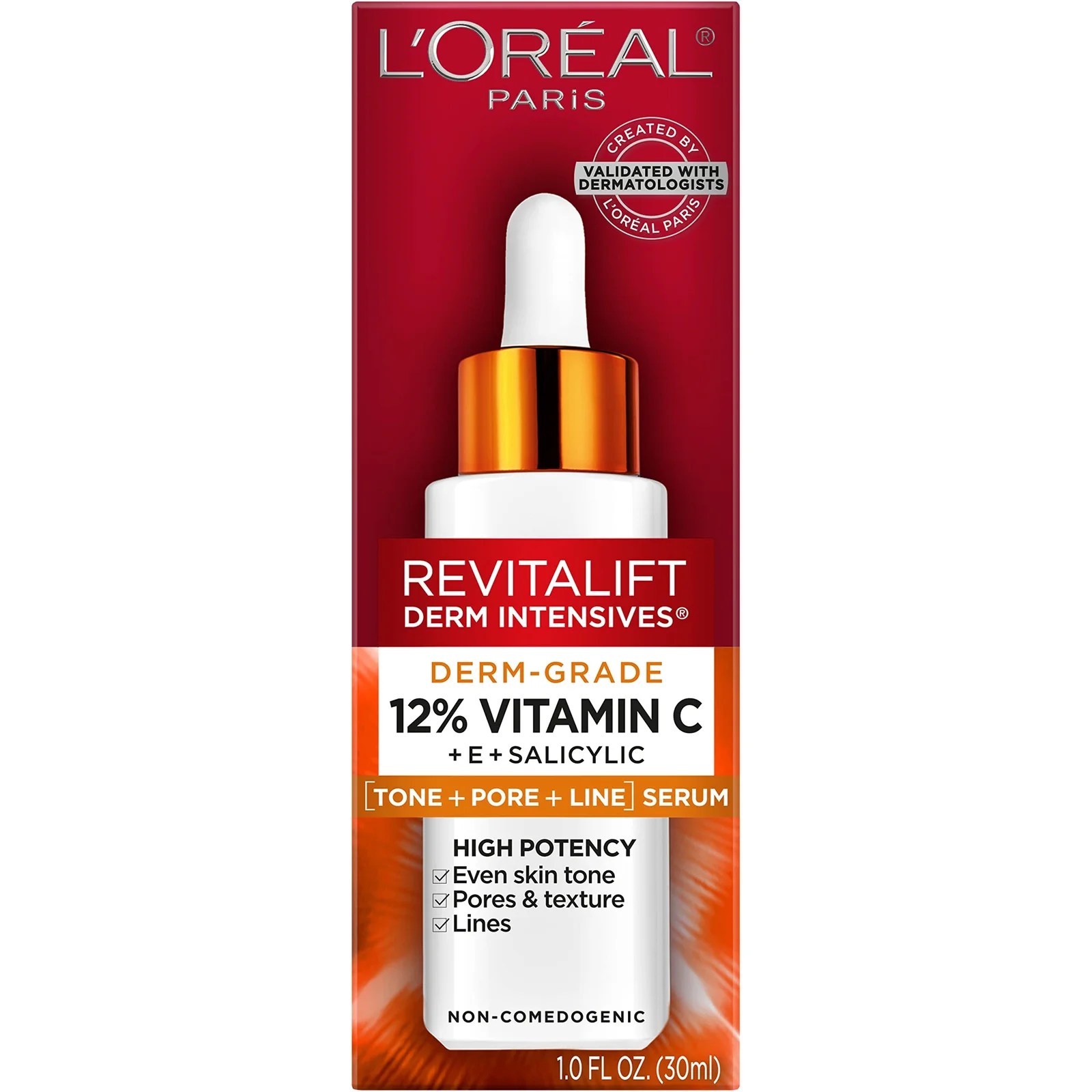 LOreal Paris Revitalift Suero de vitamina C 12 puro, vitamina E, ácido salicílico, hidratante