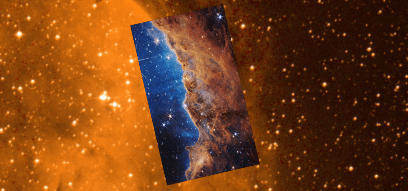 Carina Nebula as seen by JWST and Terapixel DSS