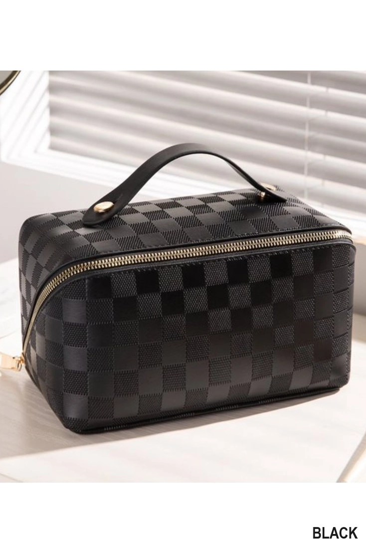42 POPS Vegan Leather Checkered Makeup Bag