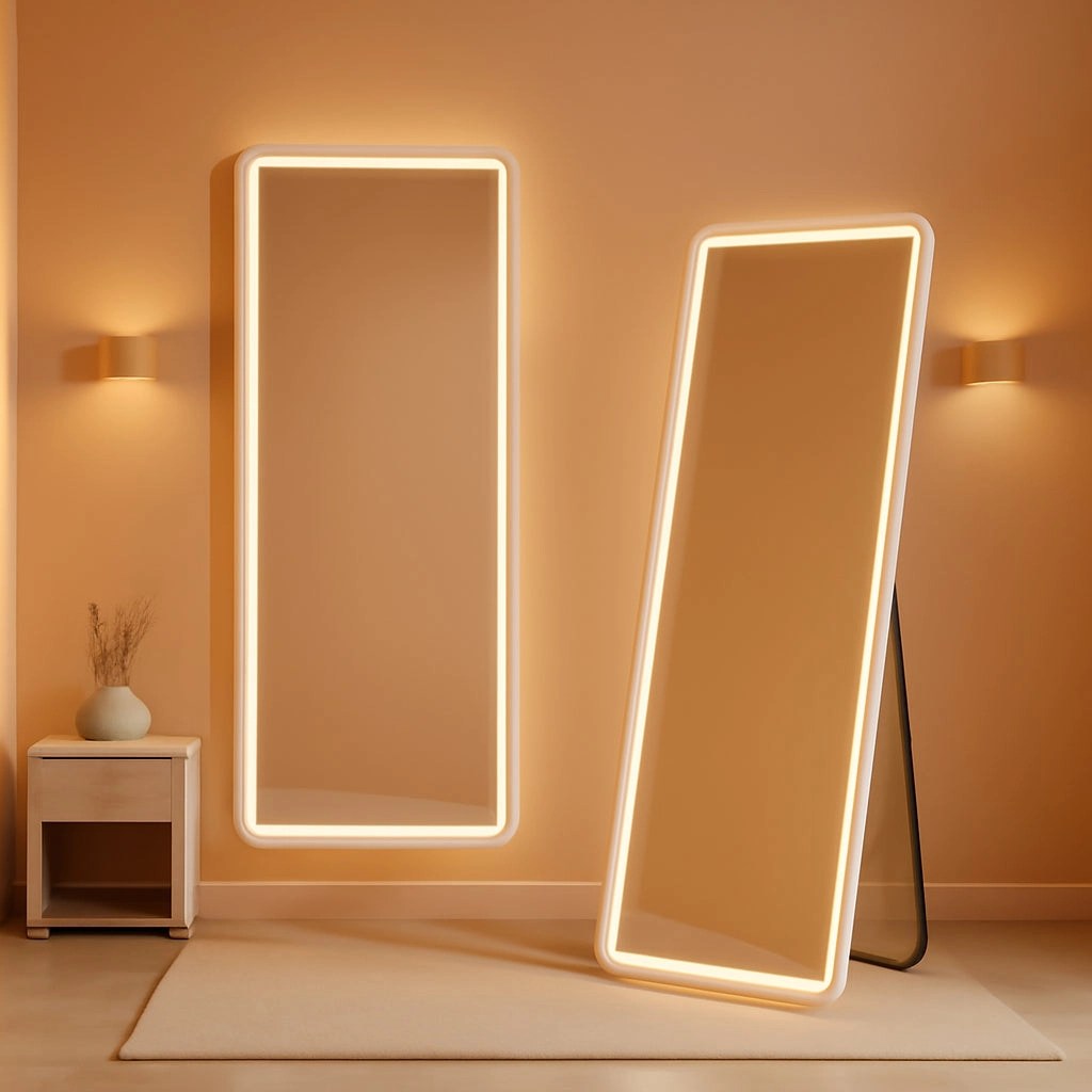 64 Inch Full Length Mirror with Led Lights Aluminum Frame 3 Color Temperatures