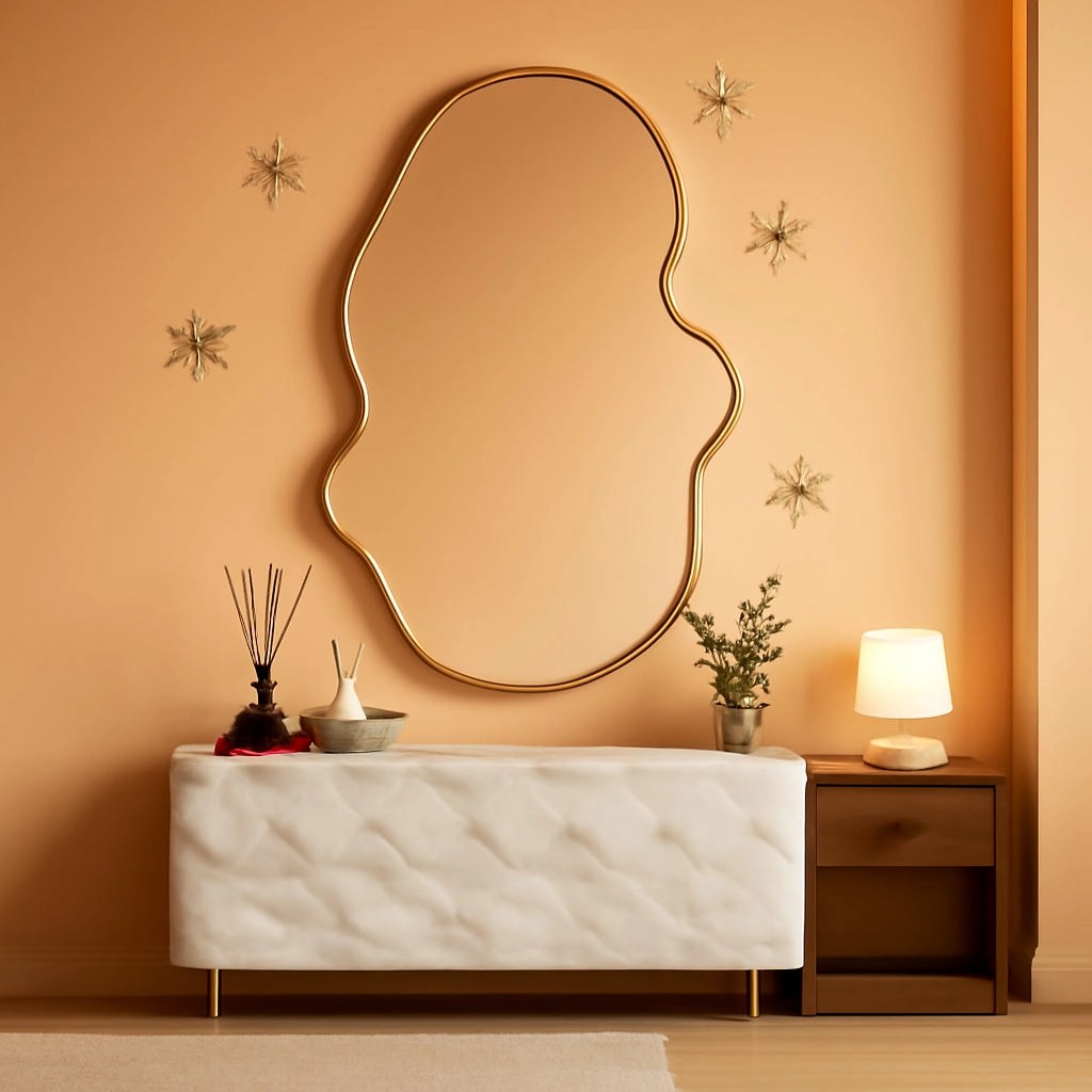 Gold Irregular Shatter Proof Wall Mirror 22x36