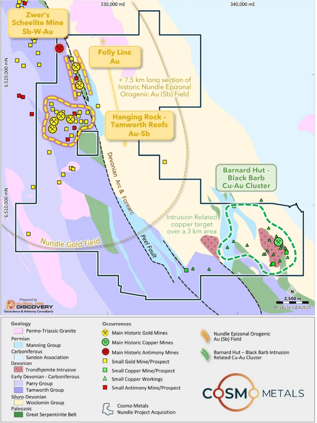 Nundle Project Cosmo Metals Map.