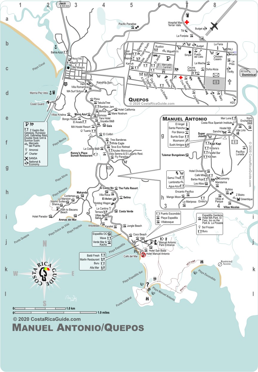 Manuel Antonio Map Free Printable Download Costa Rica Guide Manuel Antonio Map 