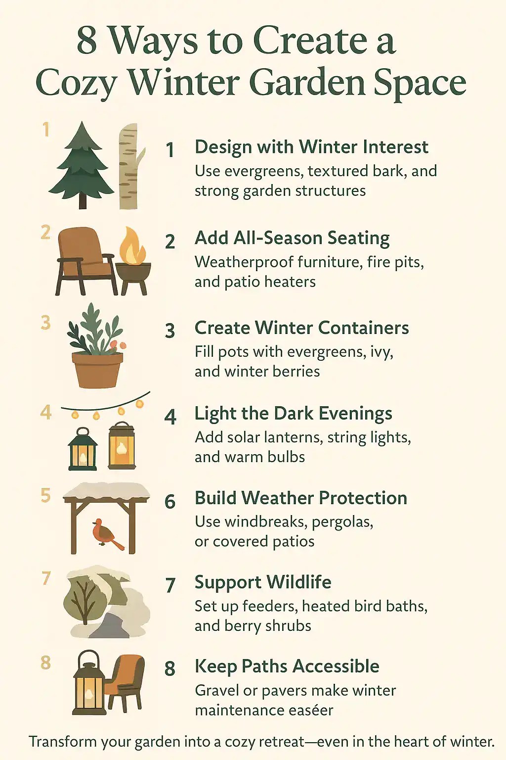 Creating Cozy Winter Garden Spaces: Design Ideas for Cold-Weather Outdoor Enjoyment