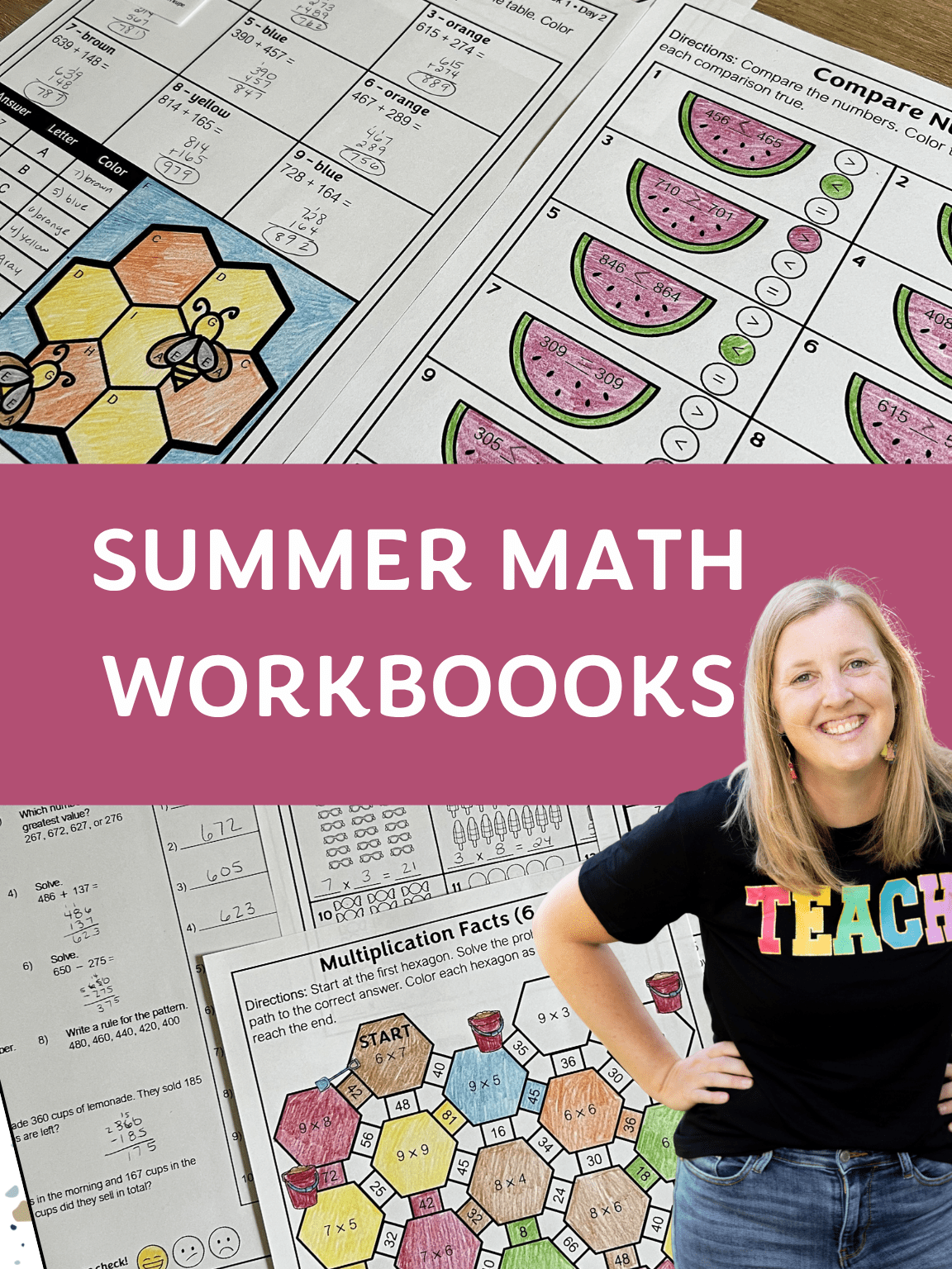 Summer Math Packets for grade 2, 3, 4, 5, 6