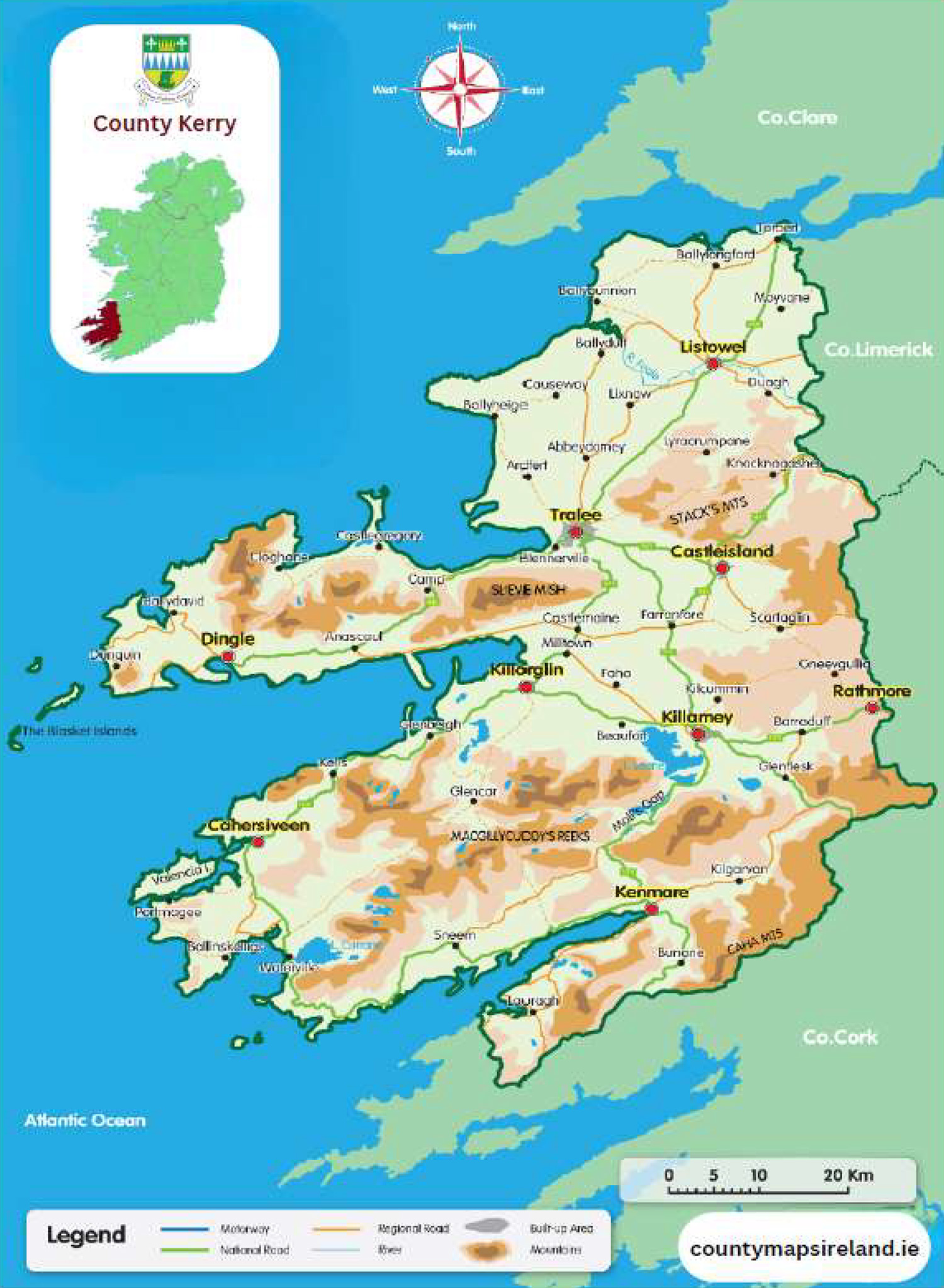 County Maps Of Ireland County Kerry Map 