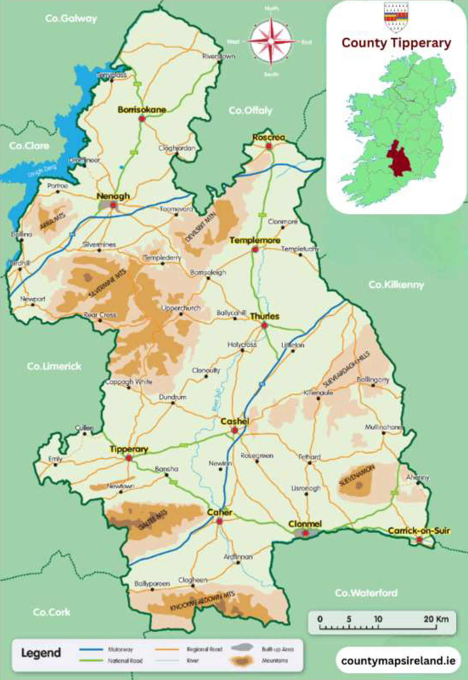 County Maps Of Ireland County Tipperary Map 