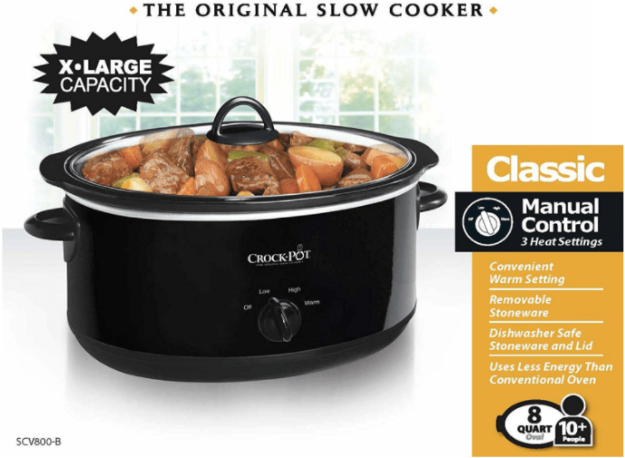 Crockpot 8Quart Oval Manual Slow Cooker Only 27.99
