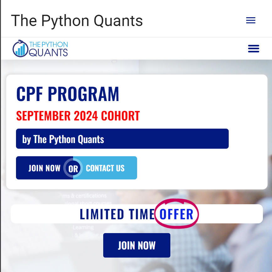 [Premium] Python Quants - Certificate in Python for Finance (CPF) Program