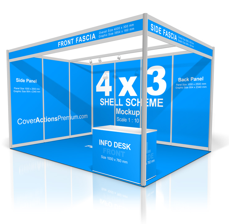 These booth mockups help you present the finalized booth design the client as well in a perfect way. Shell Scheme Booth Mockup Cover Actions Premium Mockup Psd Template