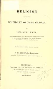 Religion Within The Boundary Of Pure Reason 1838 Edition Open Library