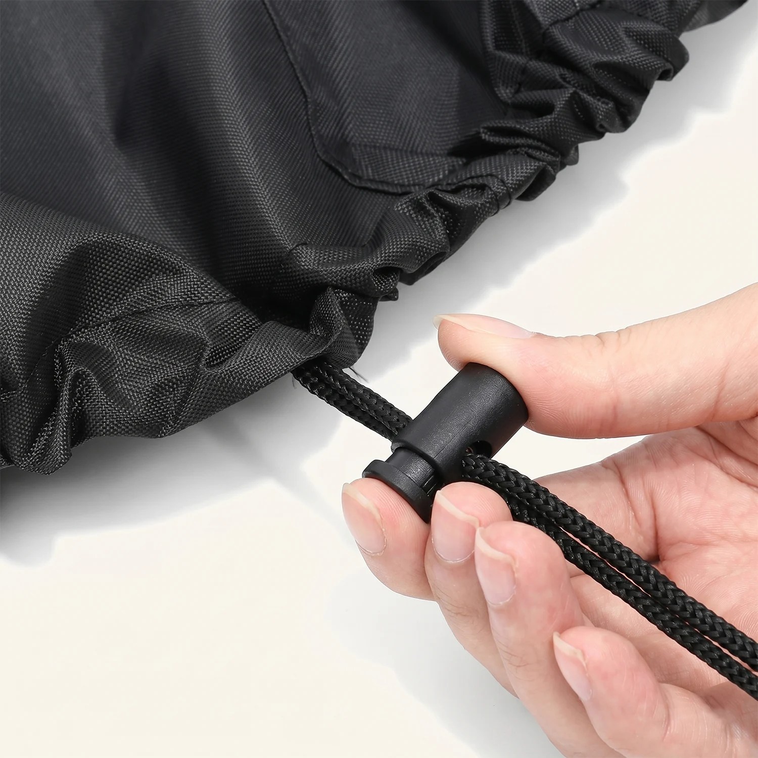 Drawcord lock detail for custom cover