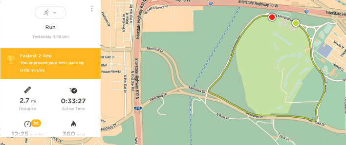 Fastest run yet at Memorial Park