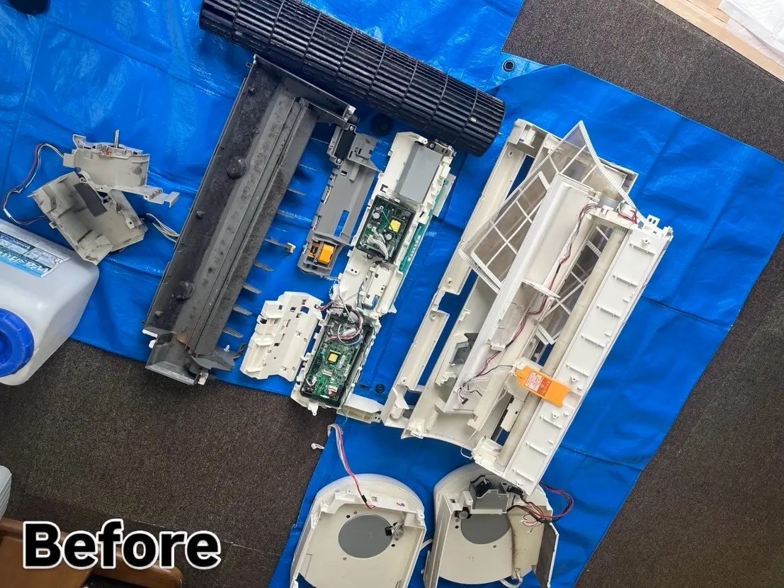 完全分解洗浄前の取り外した部品