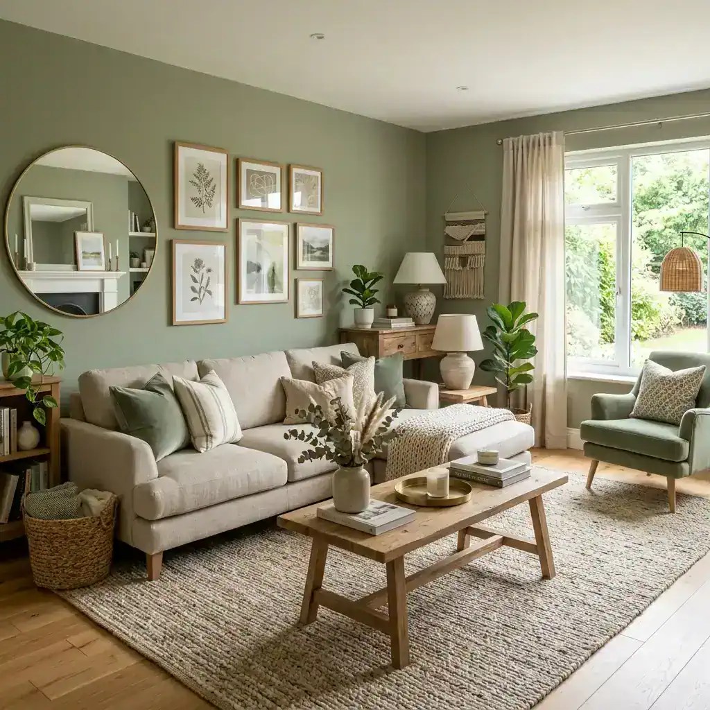 Sage Green, Cream and Natural Wood