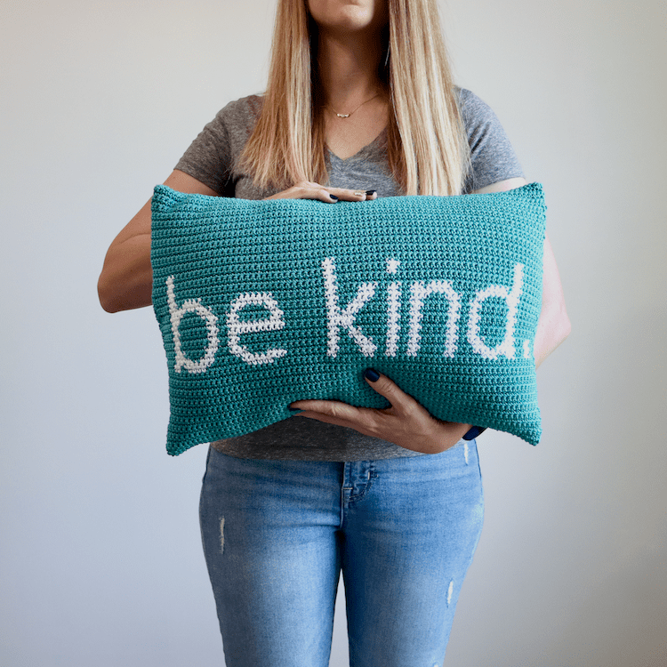 Be Kind Pillow Free Crochet Pattern