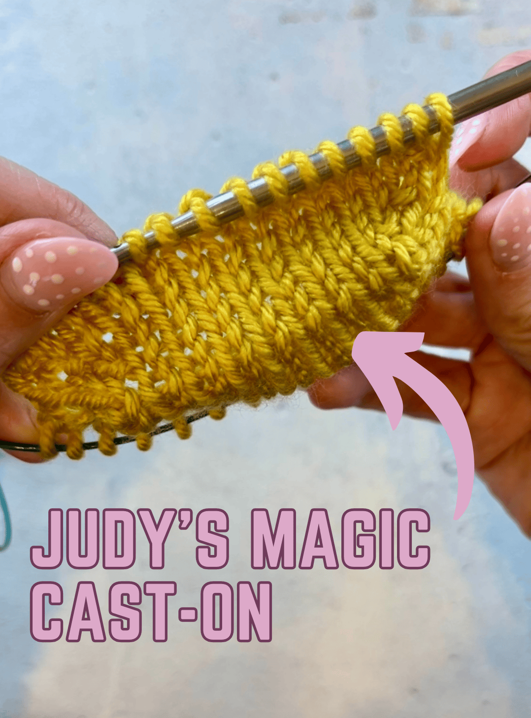 Knitting showing how to do Judy's Magic Cast On