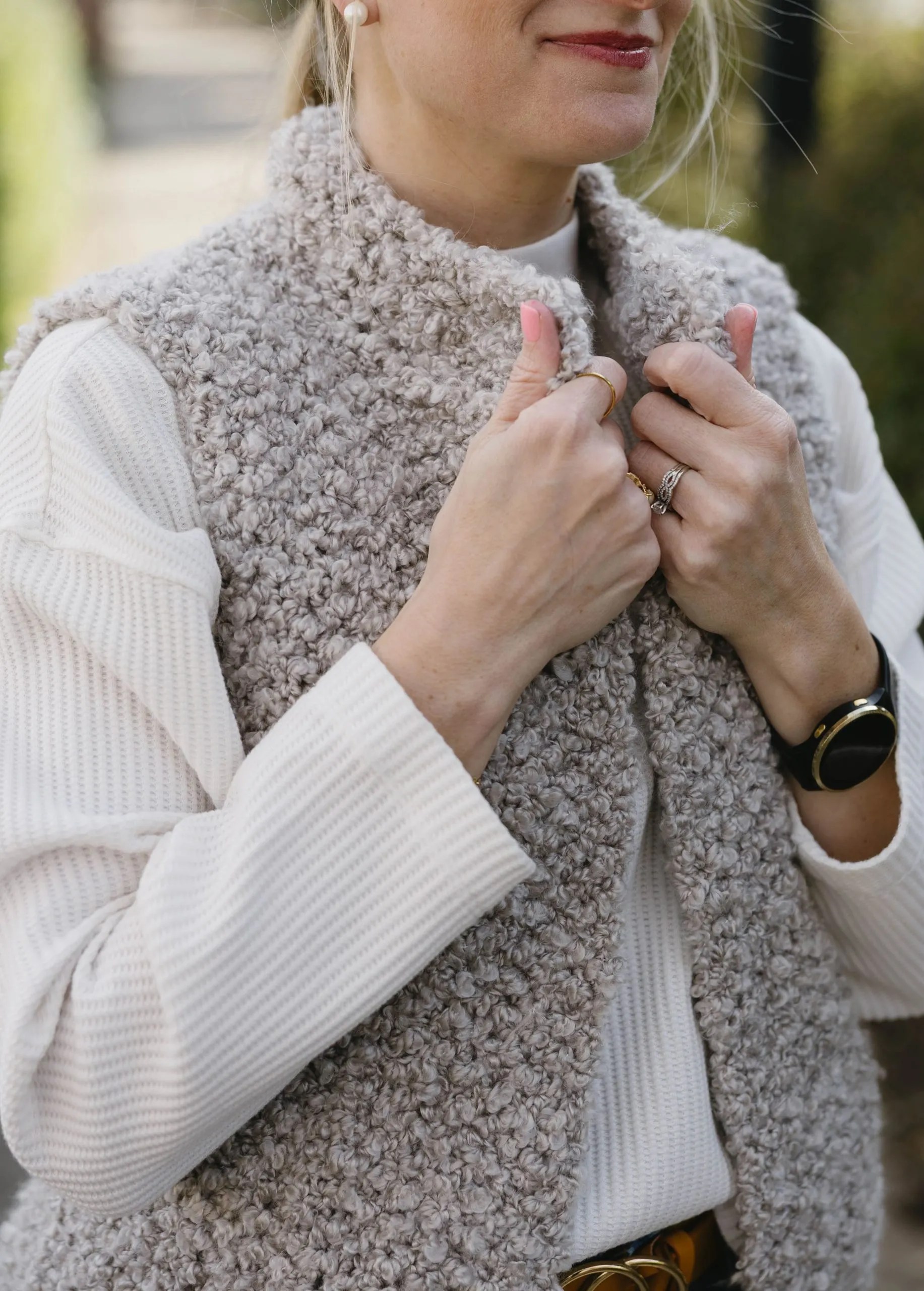 Easy beginner knitting pattern for a cozy textured sweater vest