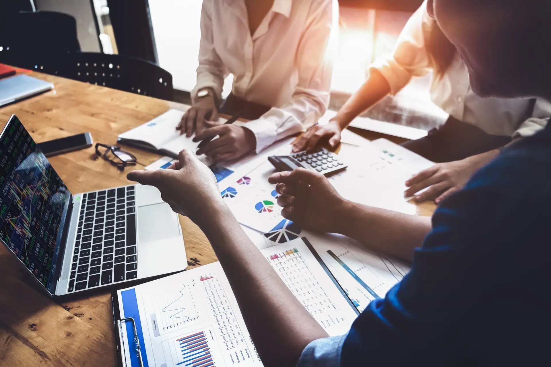 Business people performing an audit