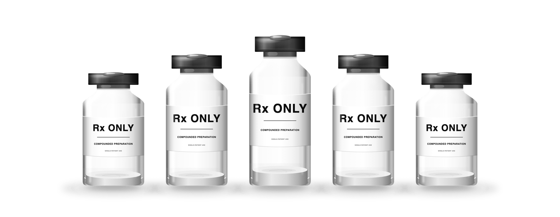 Illustration of prescription peptide vials dispensed by Coast Performance Medicine