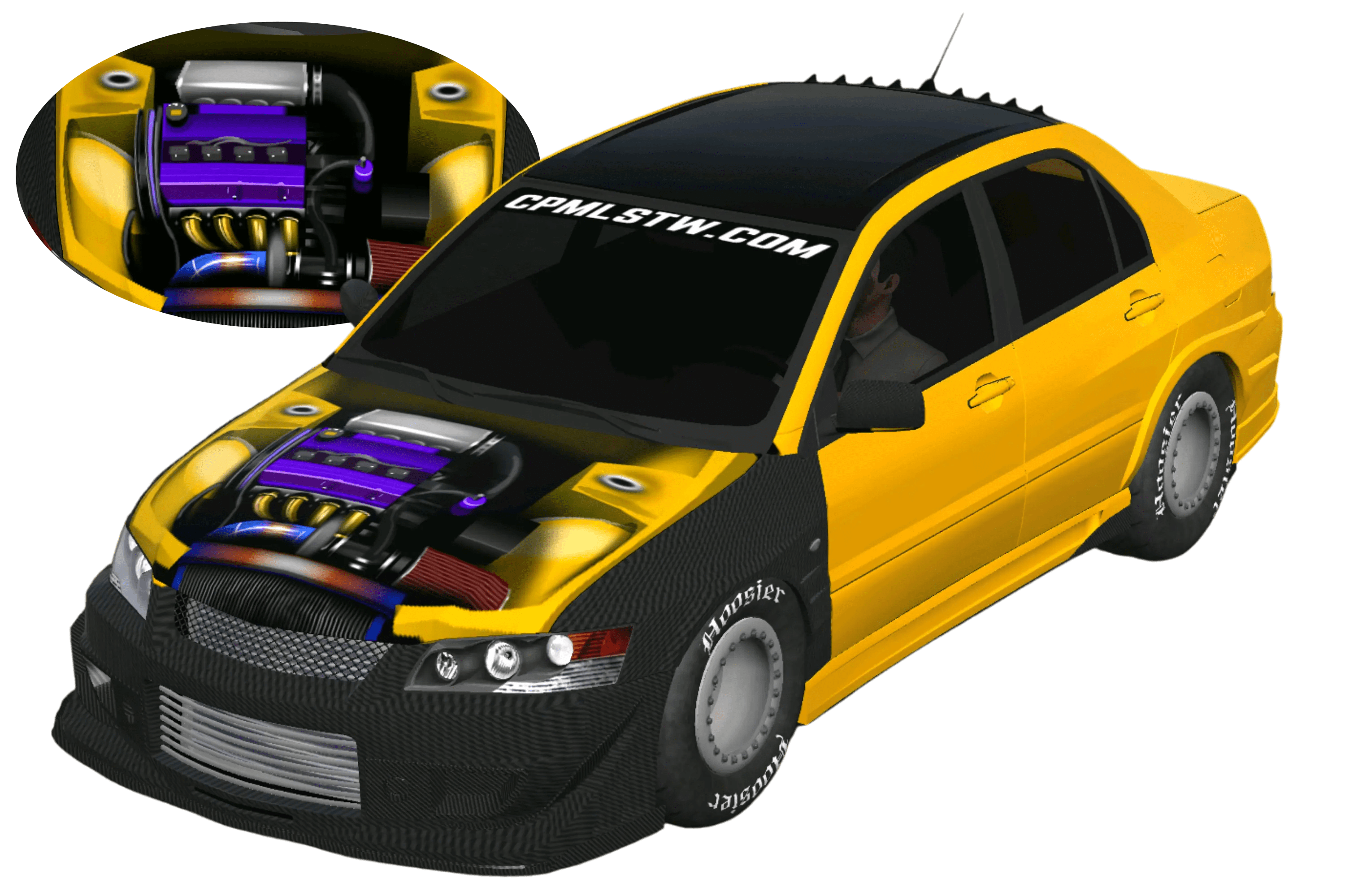 [510]Mitsubishi Lancer EVO9 引擎塗裝 車頭碳纖維 直線加速車