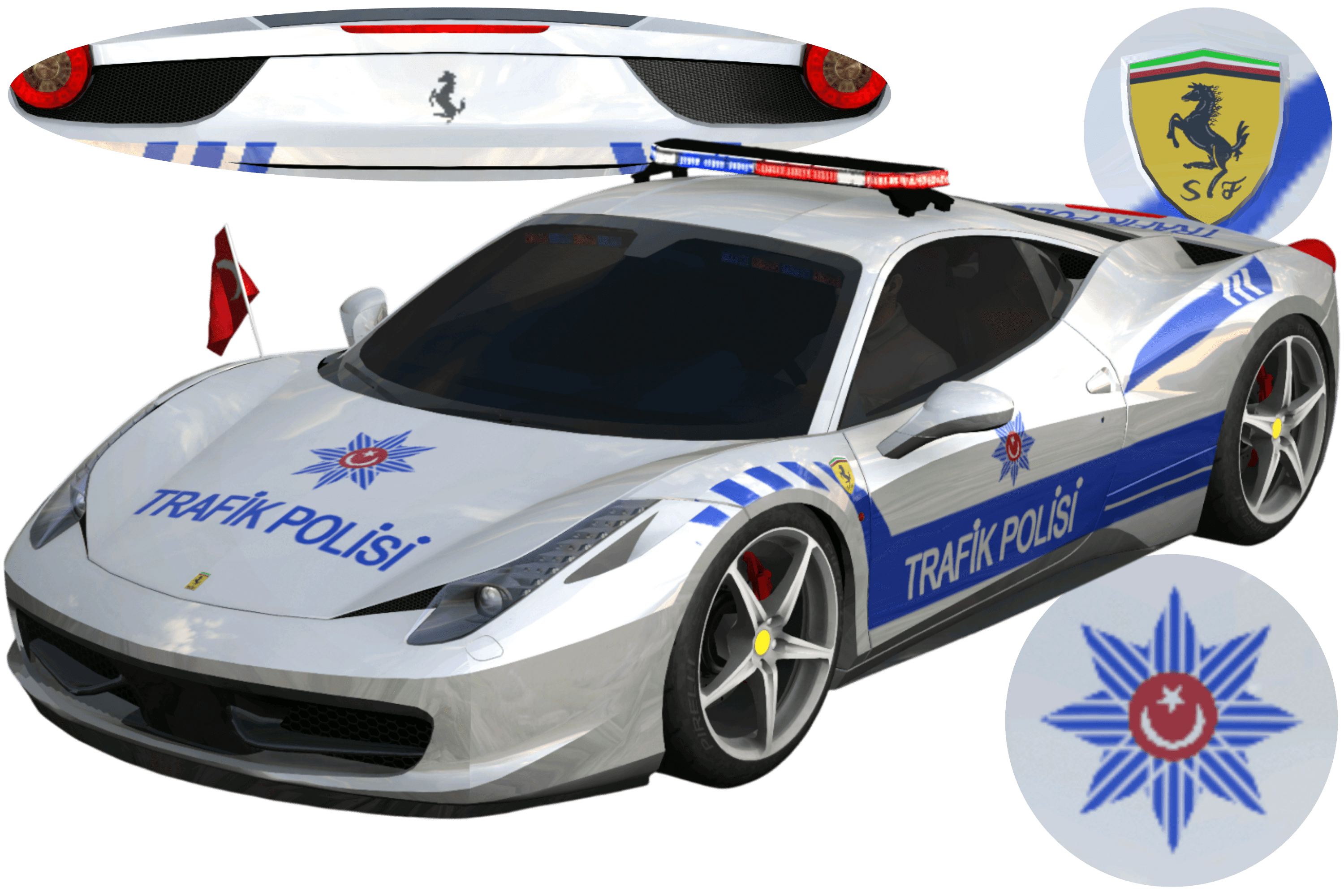 [527]Ferrari 458 Italia 土耳其警車 警徽 前後細標 土耳其限定