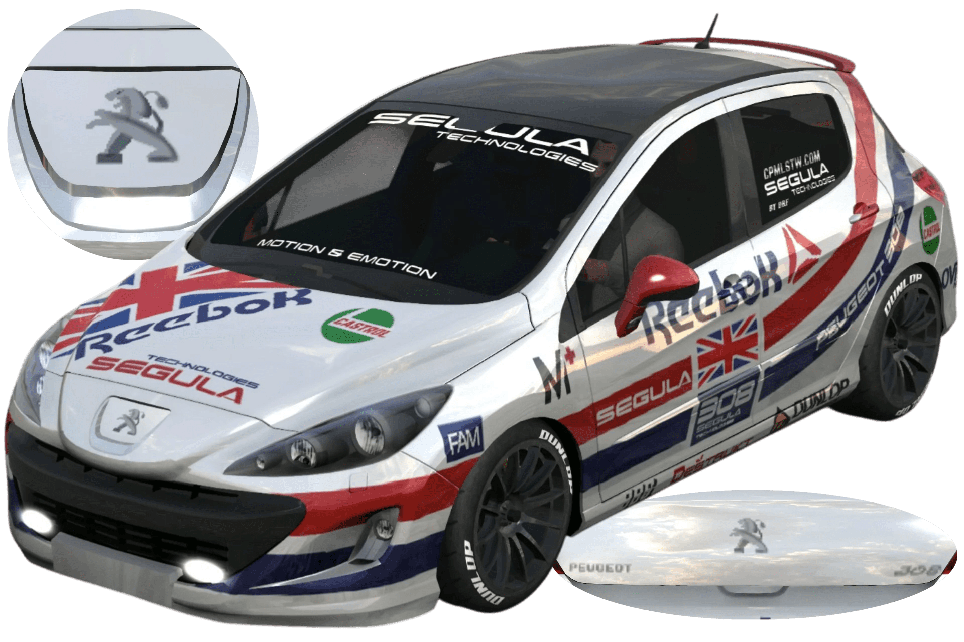 [550]Peugeot 308 Reebok GT賽車塗裝 街頭賽車風格 前後細標