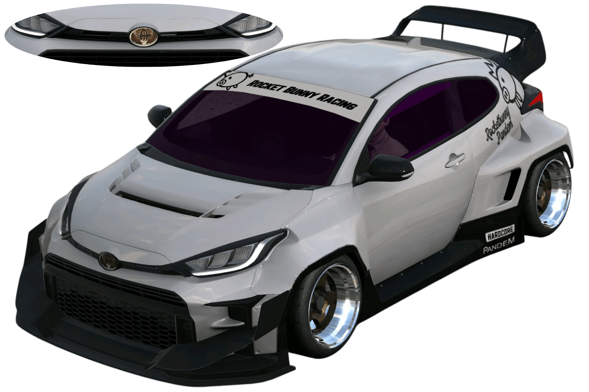 [570]Toyota GR Yaris 高反光細標 Pandem塗裝 Rocket Bunny 前後細標