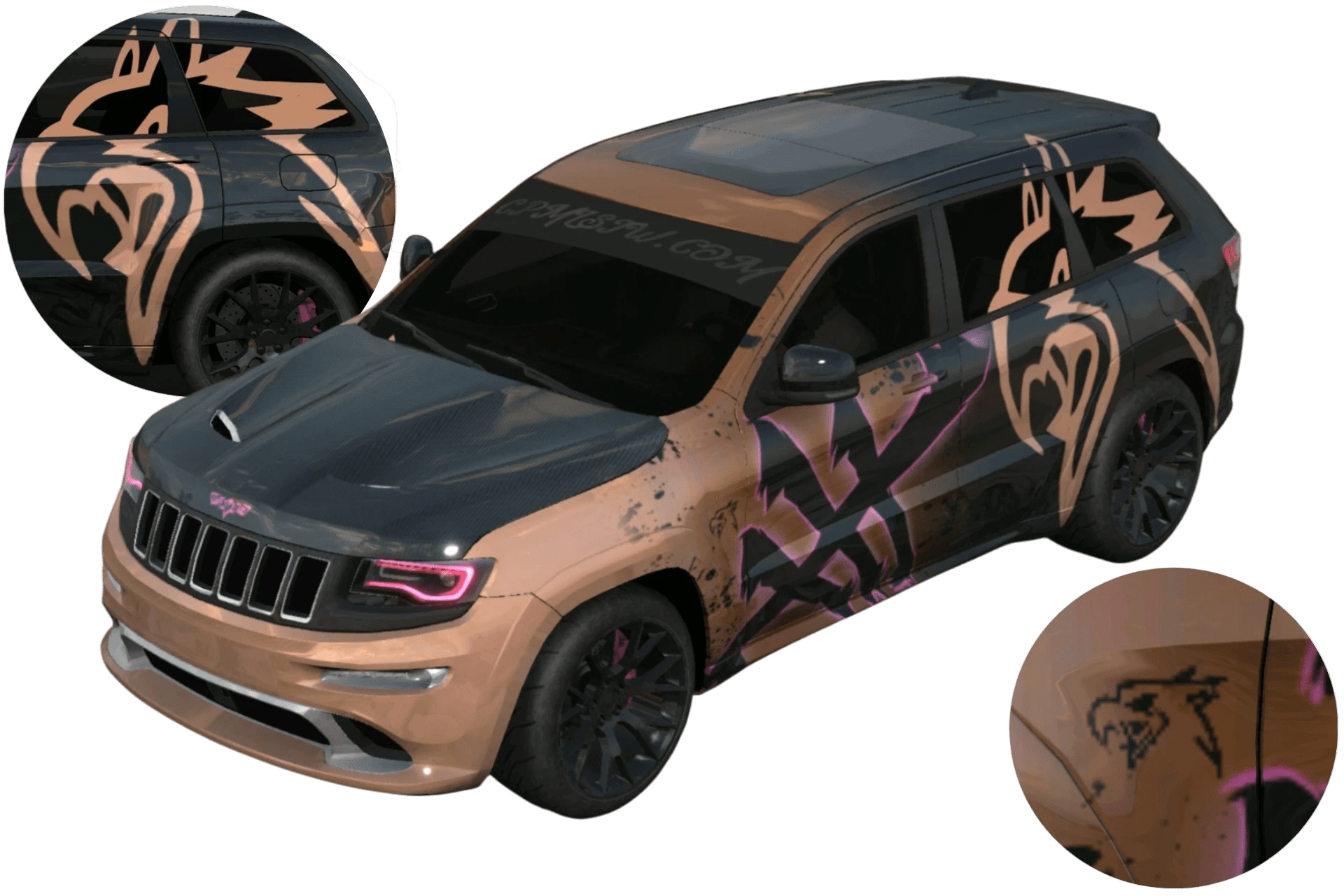 [605]Jeep Grand Cherokee Trackhawk Logo塗裝 車側細標 美式肌肉 漸層塗裝