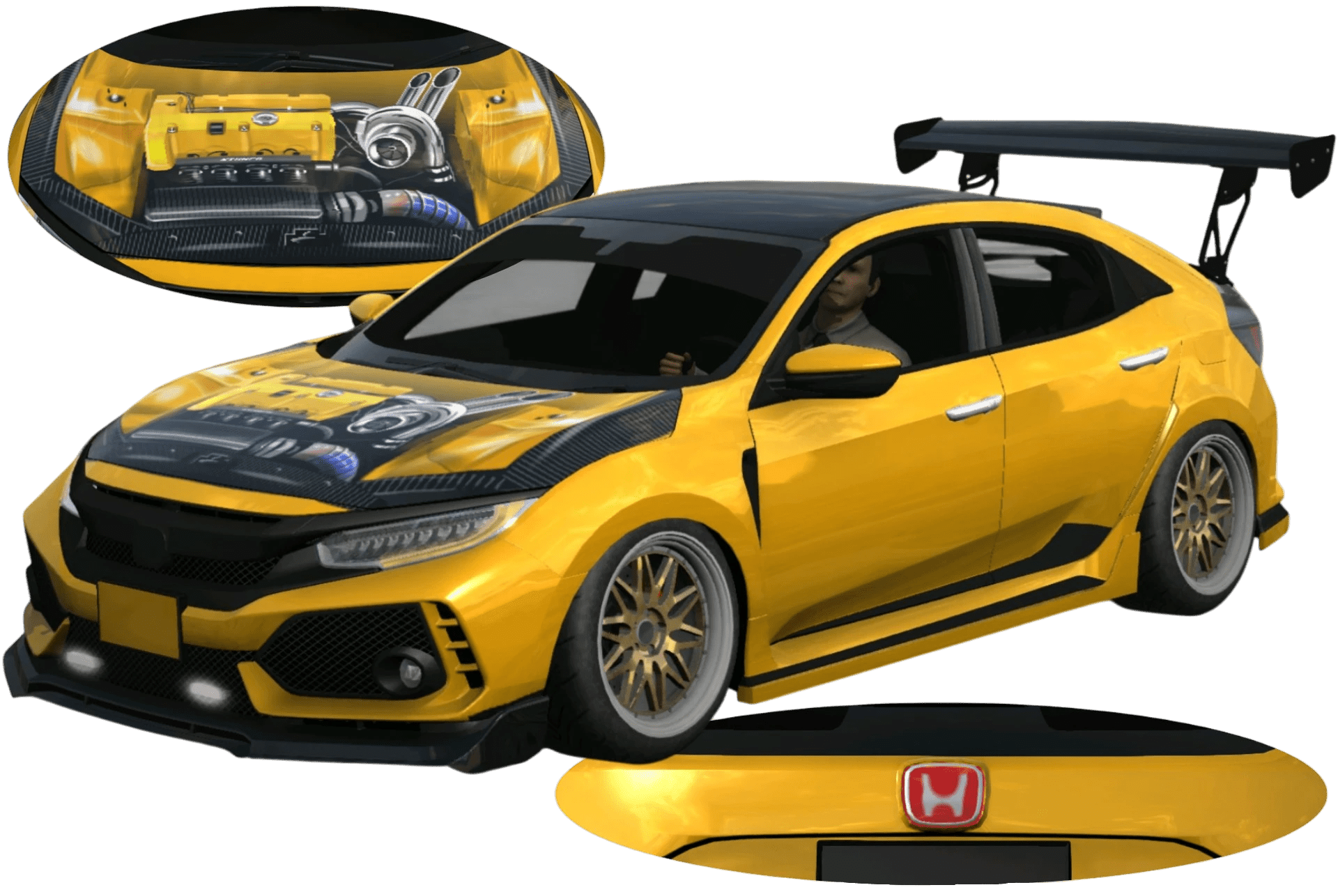 [618]Honda Civic FK8 引擎塗裝 車尾細標 2D立體物件 姿態趴低