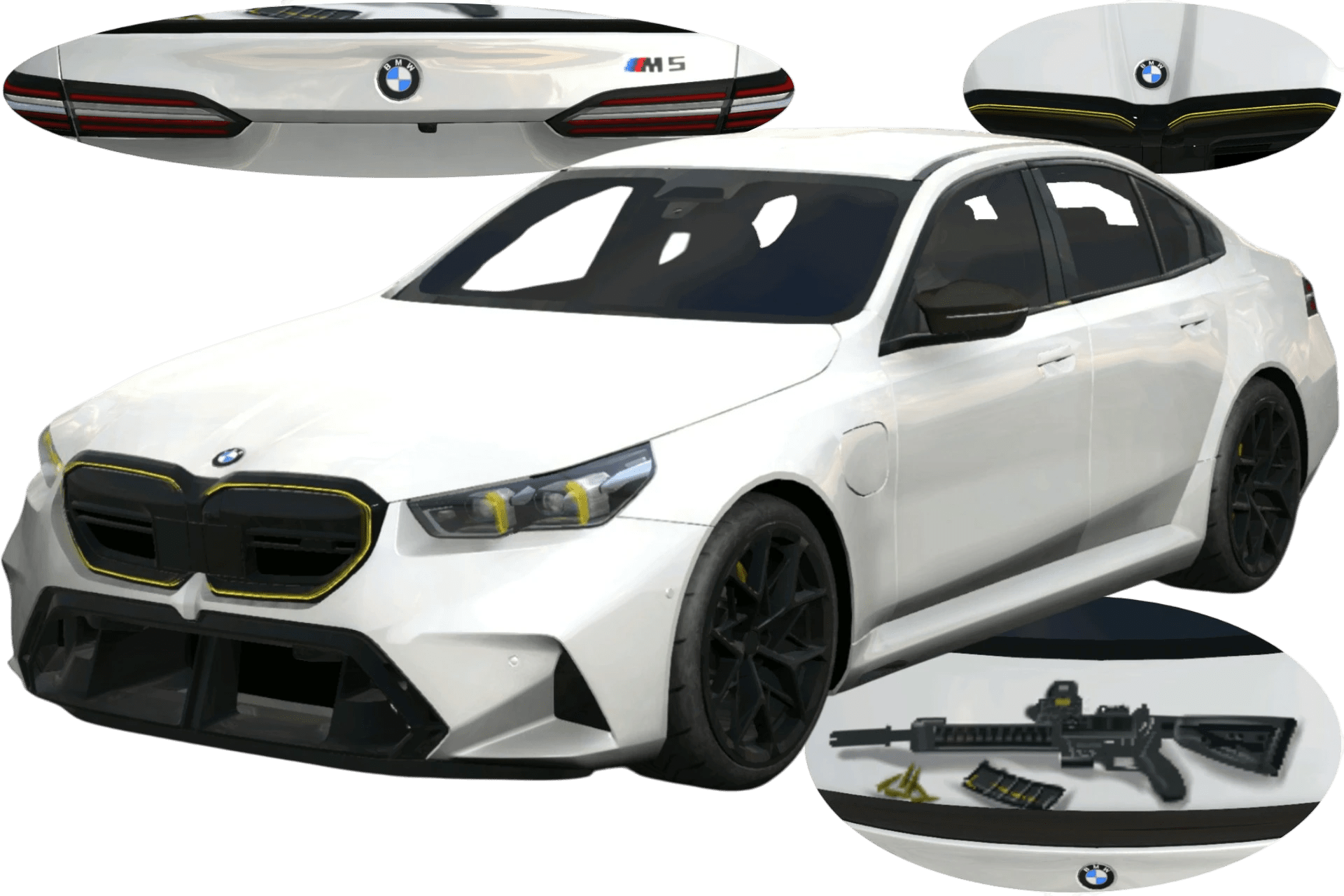 [641]BMW M5 G90 後尾箱步槍 前後細標 仿套件塗裝 3D立體物件