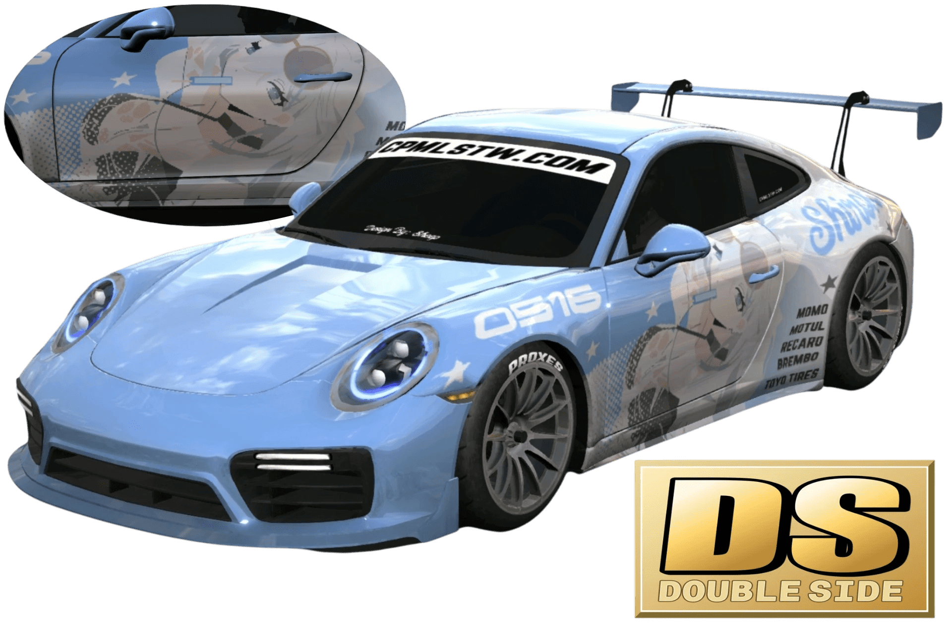 [646]Porsche 911 砂狼白子(泳裝 ver) 水白子 雙面痛車 街頭戰鬥風