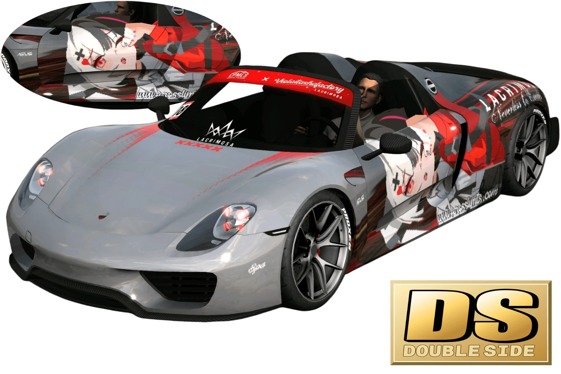 662]Porsche 918 NTE Lacrimosa Daul-Side Itasha Game Character