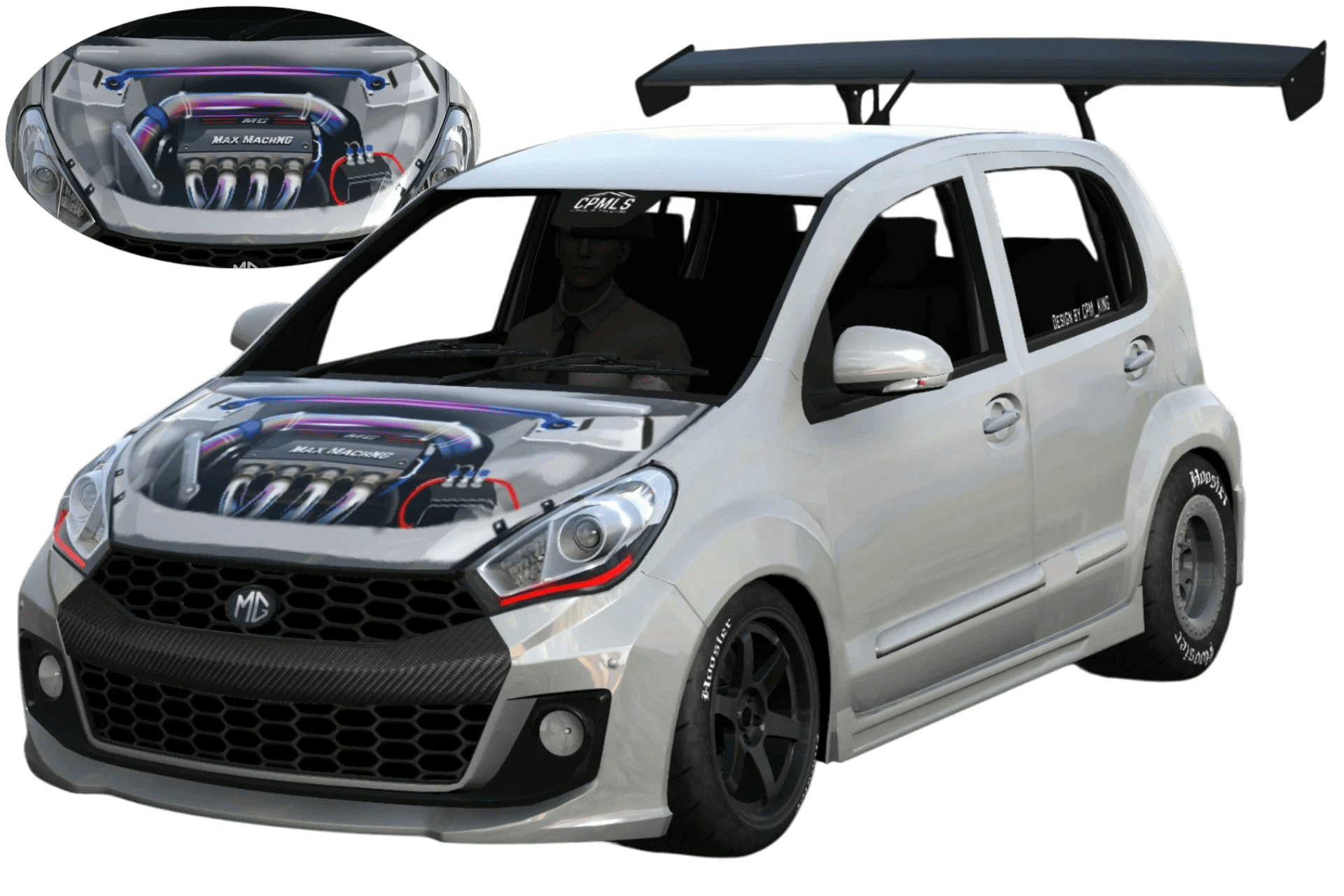 [666]Perodua Myvi引擎塗裝 2D立體物件 街頭戰鬥風 直線加速