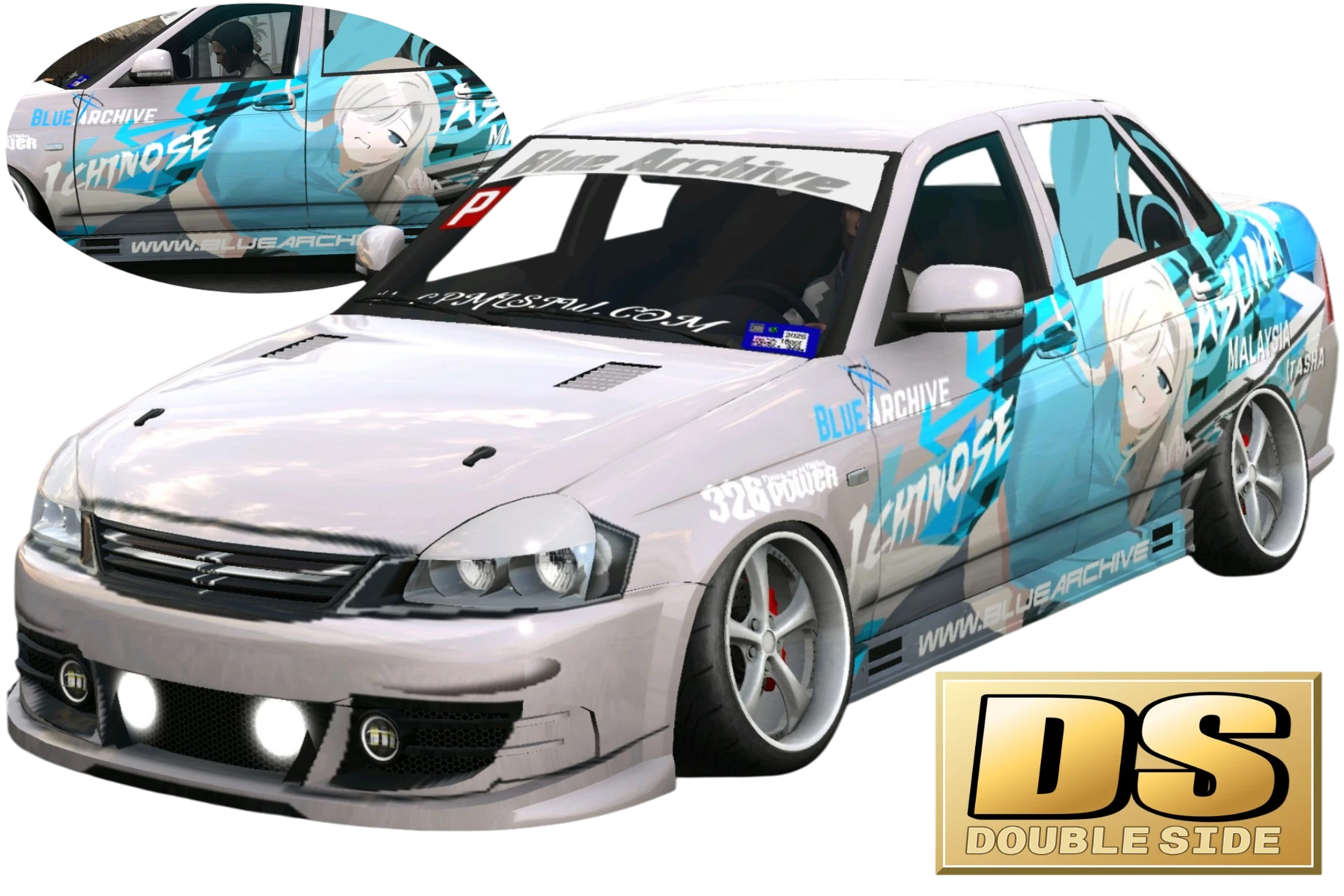 [669]Lada Priora魔改Proton 一之瀨 明日奈 雙面痛車 仿套件塗裝 姿態趴低