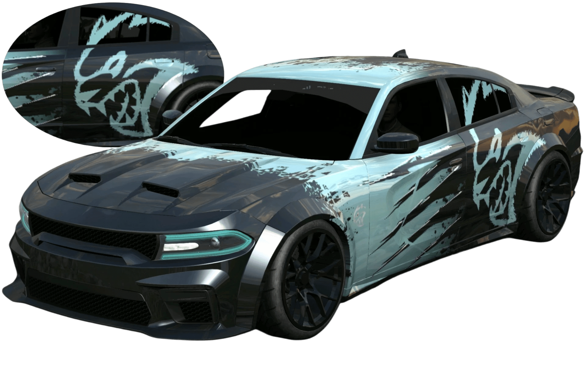 [678]Dodge Charger SRT藍綠塗裝 車側細標 美式肌肉 姿態趴低 漸層塗裝