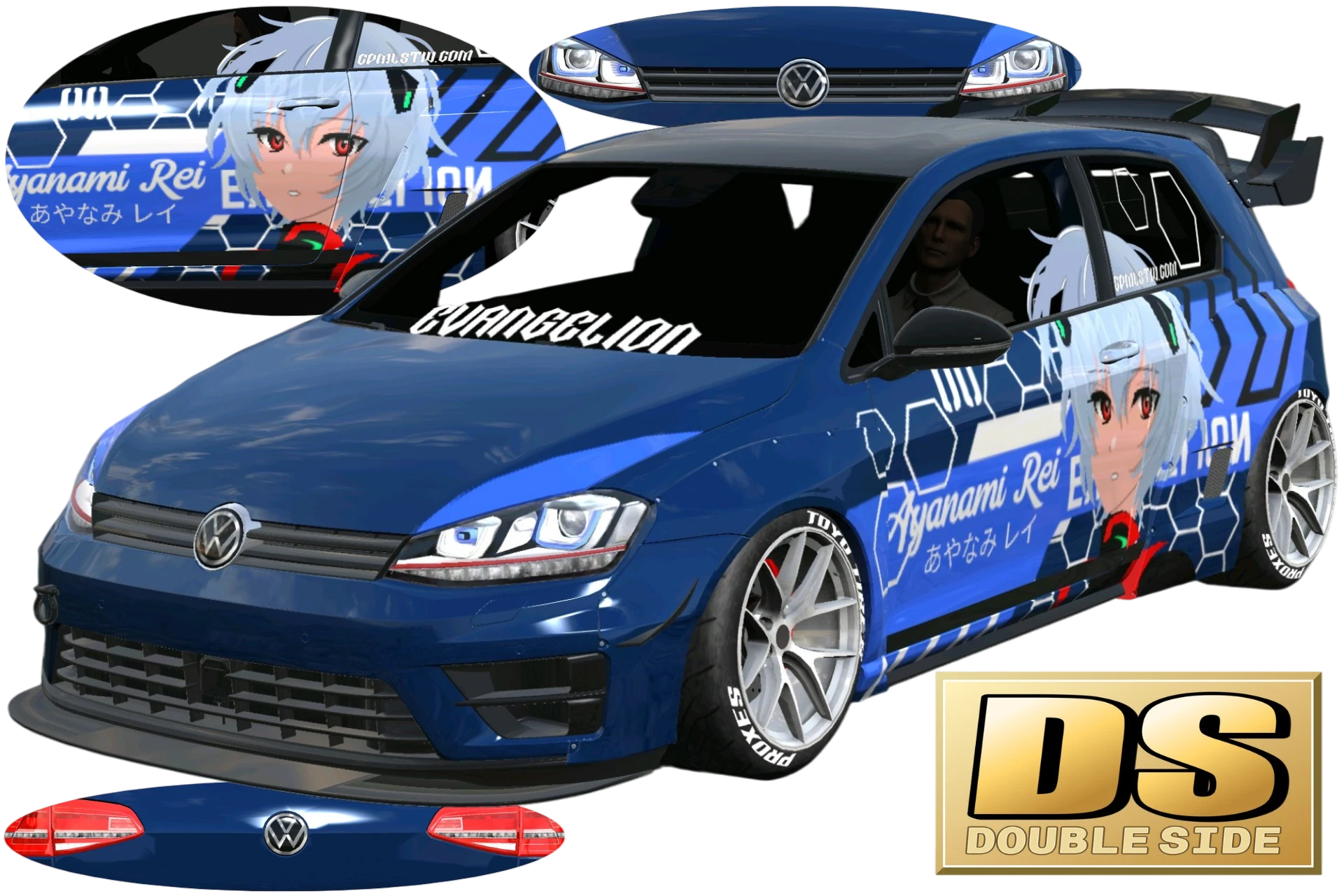 [688]Volkswagon GOLF GTI 凌波零 雙面痛車 前後細標 姿態趴低 街頭戰鬥風