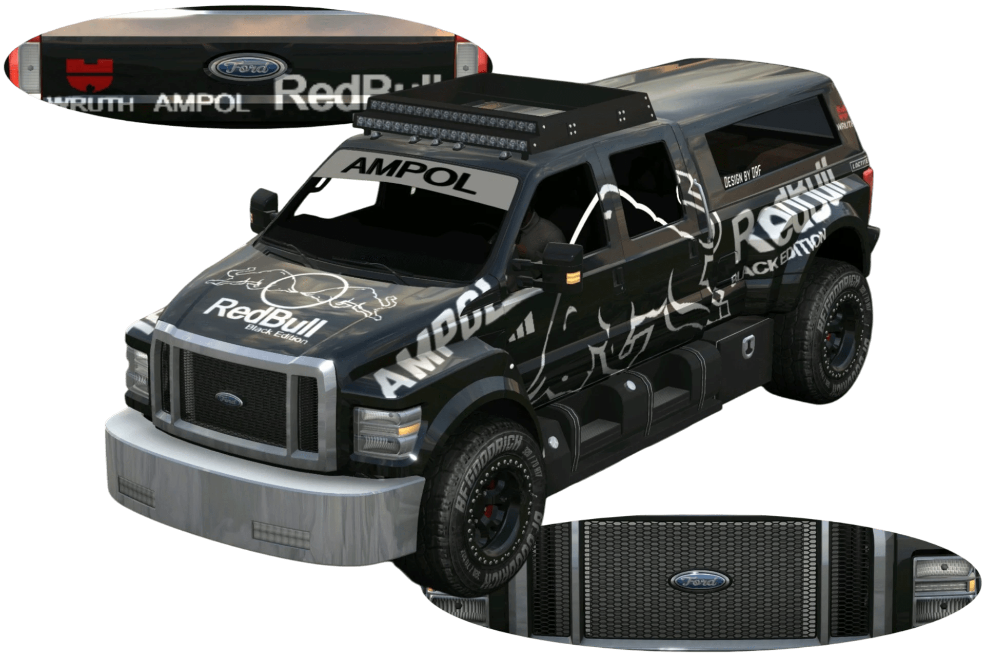 [703]Ford F680 RedBull Black Edition 前後細標 美式肌肉 越野塗裝
