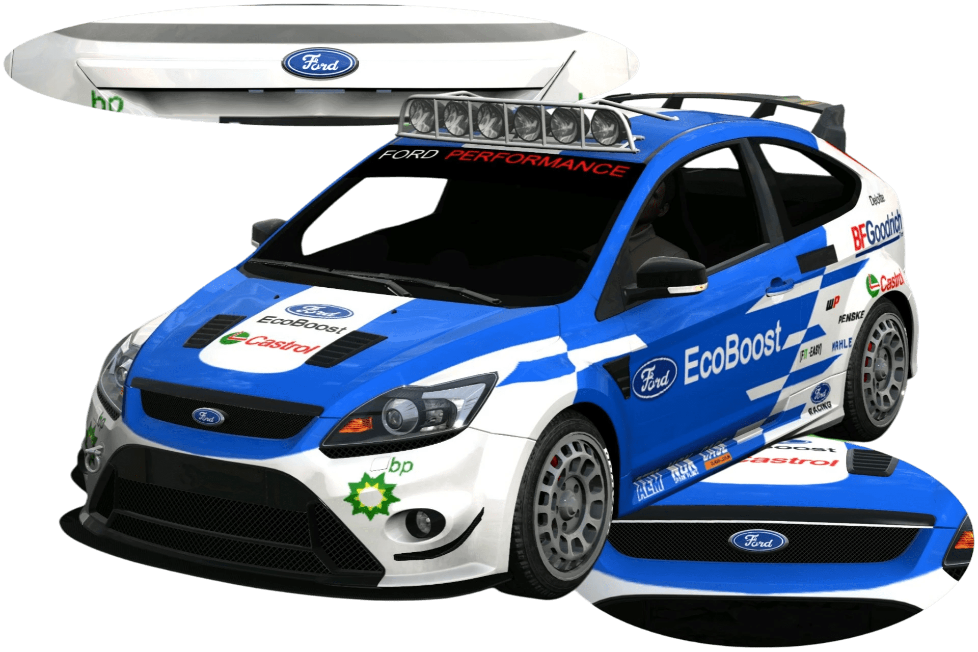 [715] Ford Focus MK2 Rally Livery Front and Rear Badges 4K High-Resolution Reflective Emblem Trendy Livery 
