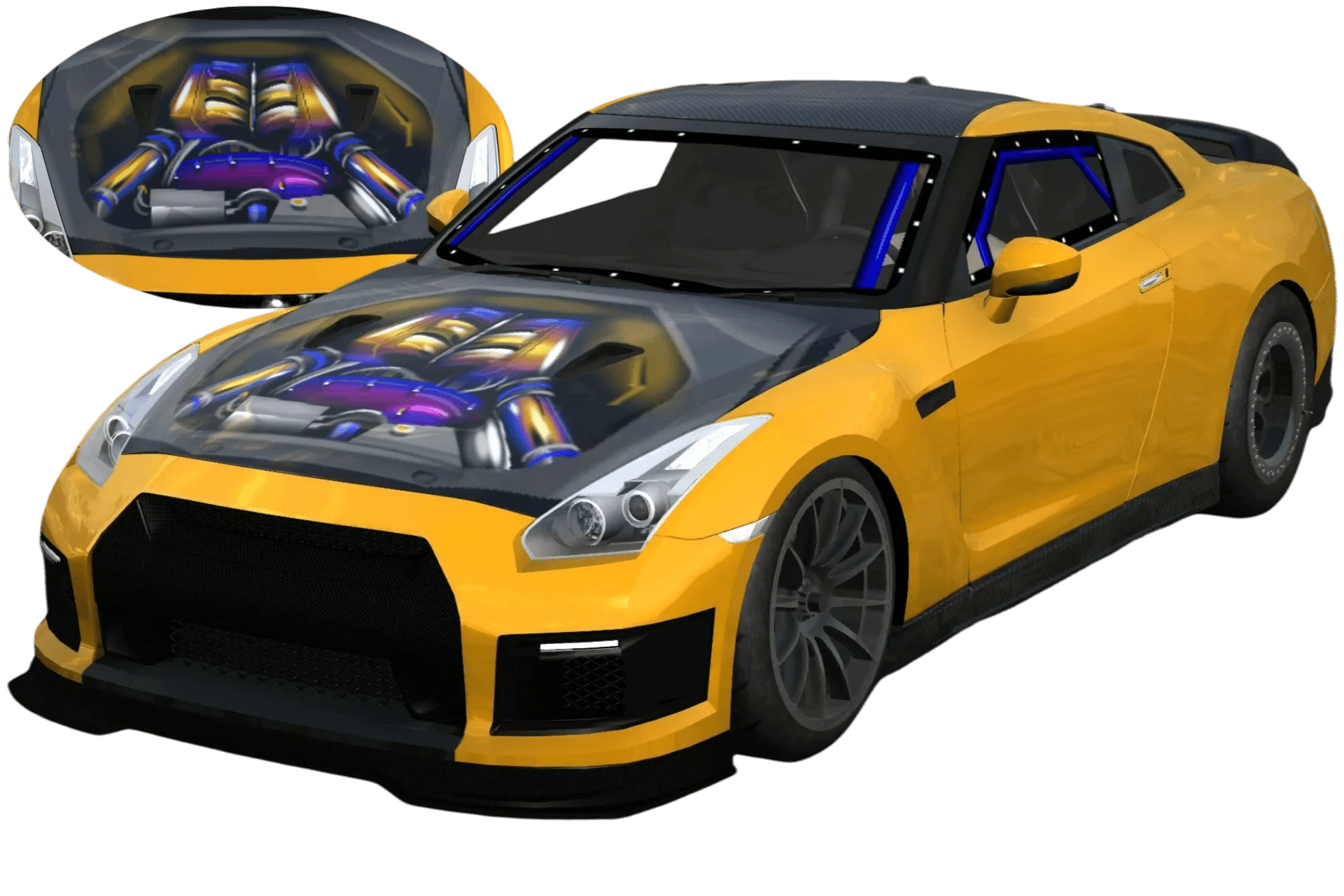 [722]Nissan GTR R35引擎塗裝 2D立體物件 姿態趴低 日式JDM 直線加速