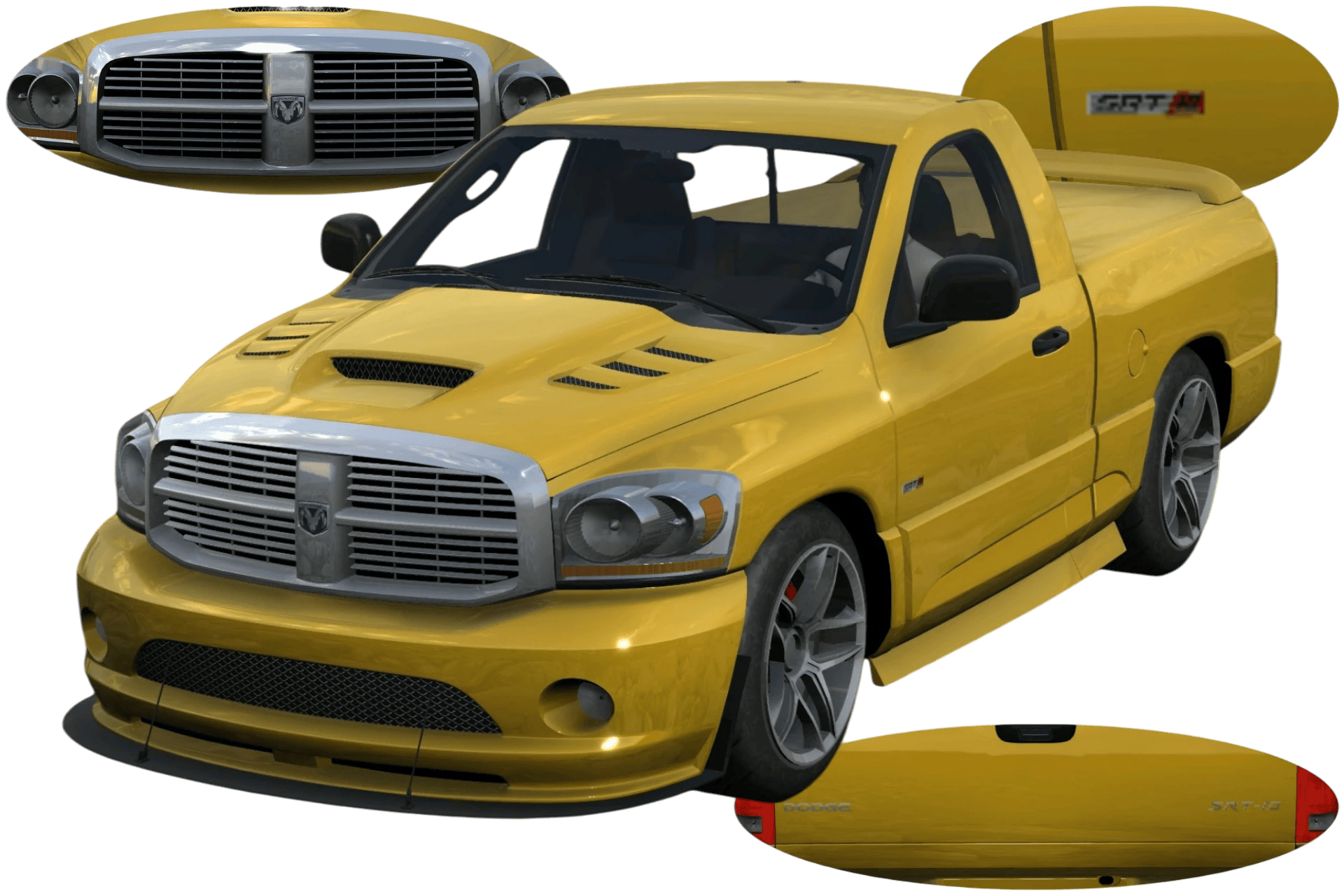 [723]Dodge Ram SRT-10 High-Reflective Thin Decal Front and Rear Badges Side Decal Muscle car 