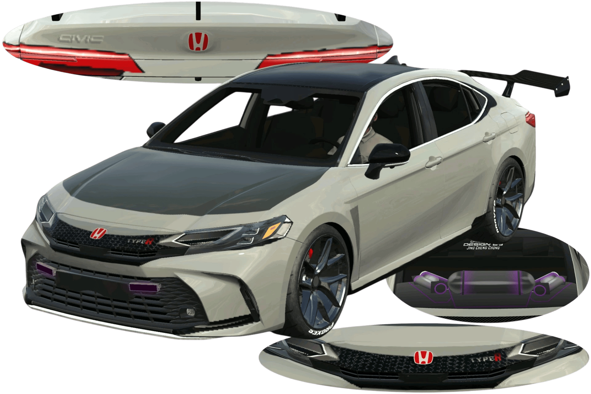[727]Toyota Camry XV80 modified Honda Civic Type R FL5 Front and Rear Badges Kit-style paint job