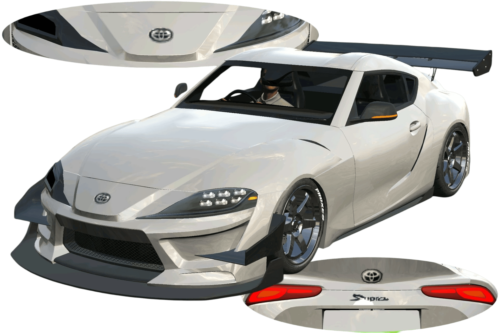 [728]Toyota A90 Supra Headlight covers Front and Rear Badges Kit-style paint job Low-Stance Japanese Style JDM