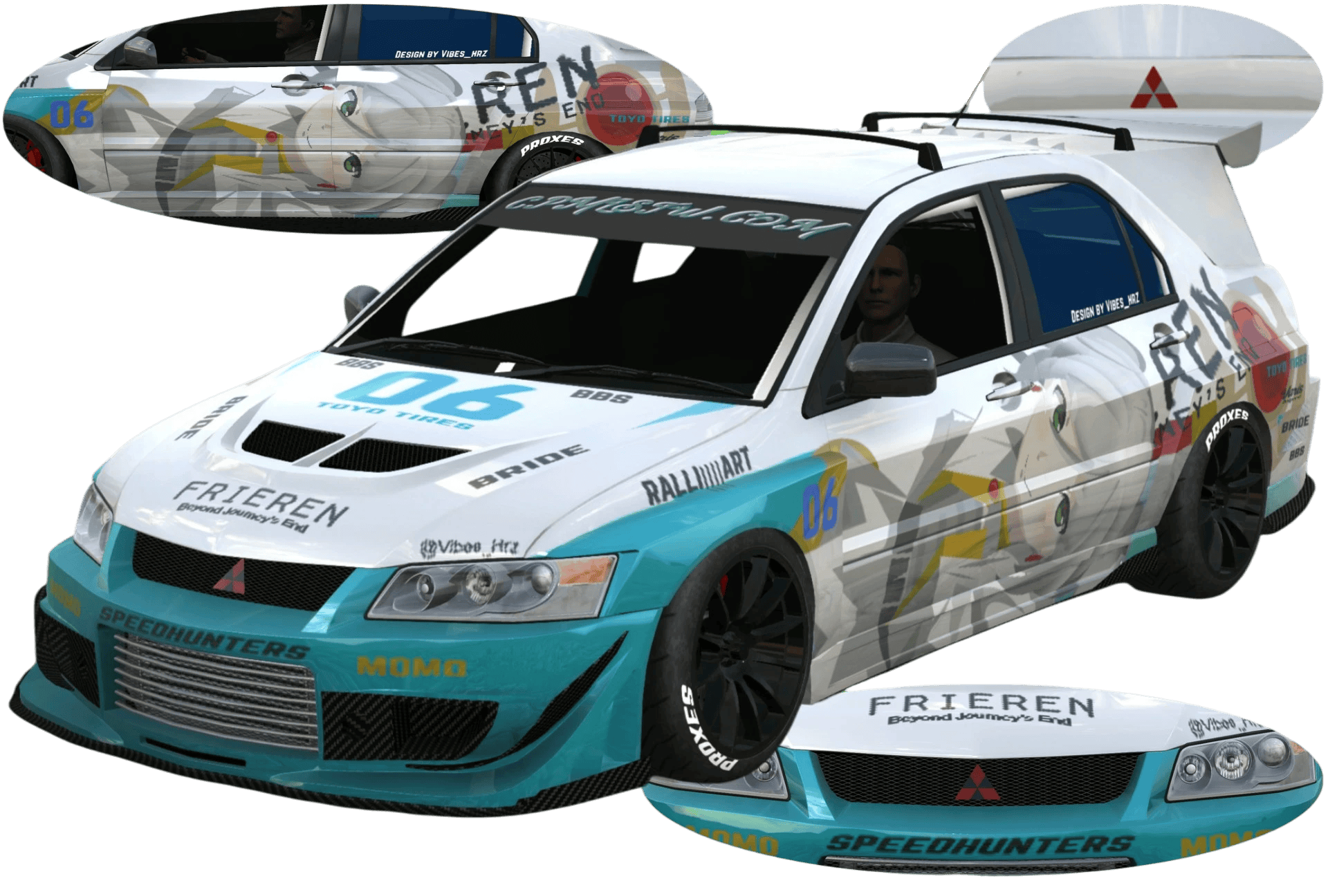 [731] Mitsubishi Lancer EVO to EVO Wagon Frieren: Beyond Journey's End Front and Rear Badges Daul-Side Itasha 